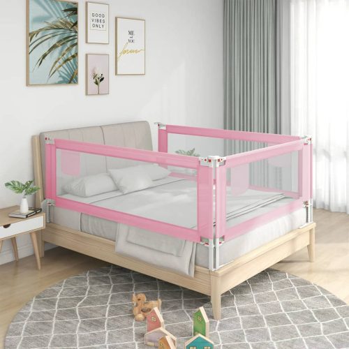 Sponda Letto Di Sicurezza Per Bambini Rosa 200×25 Cm Tessuto