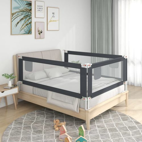 Sponda Letto Sicurezza Bambini Grigio Scuro 180×25 Cm Tessuto