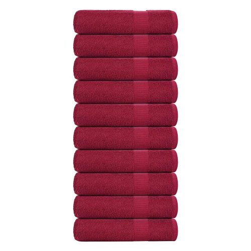 Asciugamani Da Bagno 10 Pz Bordeaux 100×150 Cm 100% Cotone