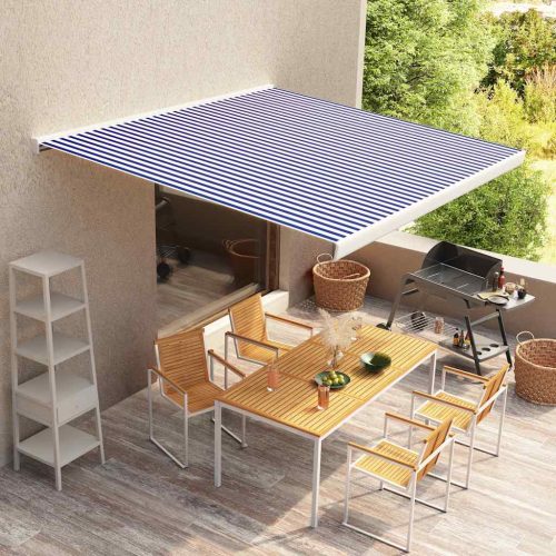 Tendone Parasole In Tela Blu E Bianco 350×250 cm