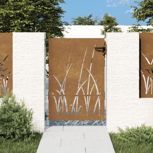 Cancello Da Giardino 85×125 Cm In Acciaio Corten Design Erba