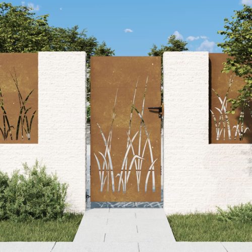 Cancello Da Giardino 85×200 Cm In Acciaio Corten Design Erba