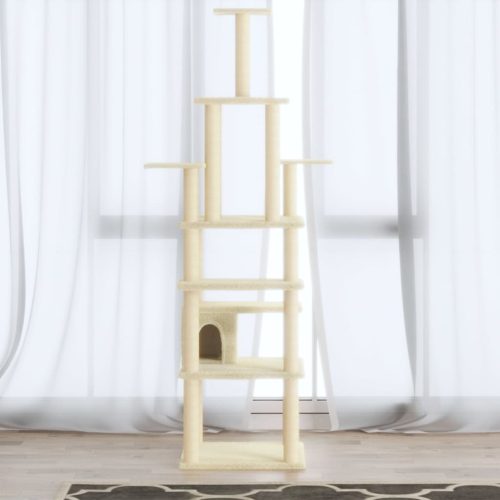 Albero Per Gatti Con Tiragraffi In Sisal Crema 183 cm