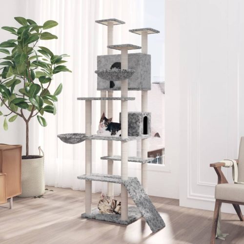 Albero Per Gatti Con Tiragraffi In Sisal Grigio Chiaro 191 cm