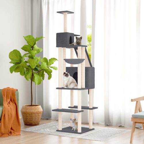 Albero Per Gatti Con Tiragraffi In Sisal Grigio Scuro 201 cm