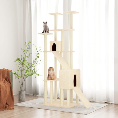 Albero Per Gatti Con Tiragraffi In Sisal Crema 190 cm