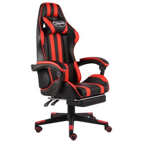 Sedia Da Gaming Con Poggiapiedi Nero E Rosso In Similpelle