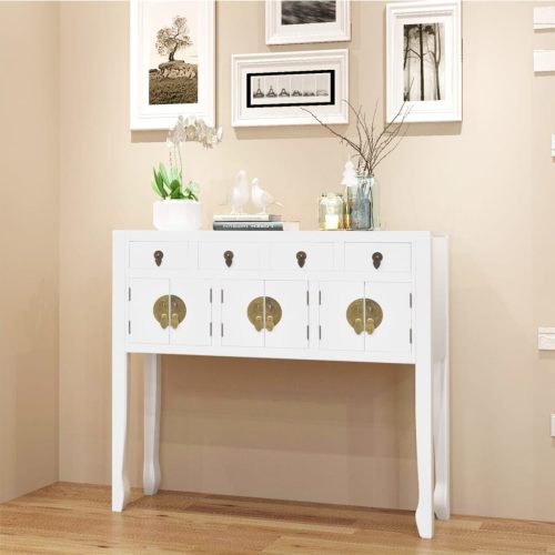 Credenza In Stile Cinese In Legno Massello Bianca