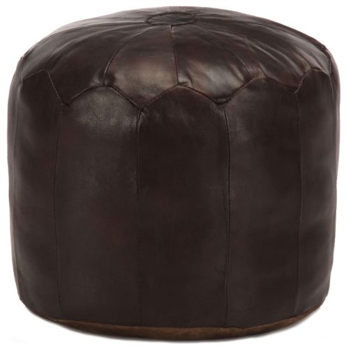 Pouf Marrone Scuro 40×35 Cm In Vera Pelle Di Capra