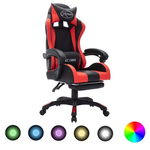 Sedia Da Gaming Con Luci A Led Rgb Rossa E Nera In Similpelle