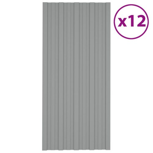 Pannelli Da Tetto 12 Pz In Acciaio Zincato Grigio 100×45 cm