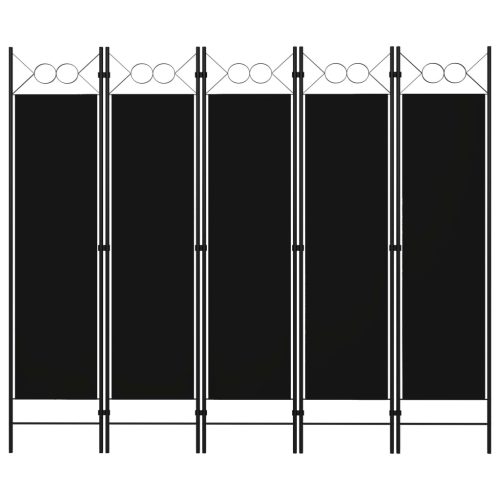 Paravento A 5 Pannelli Nero 200×180 cm