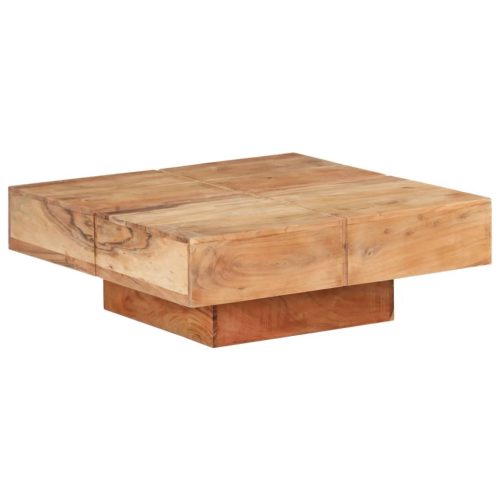 Tavolino Da Salotto 80x80x28 Cm In Legno Massello Di Acacia