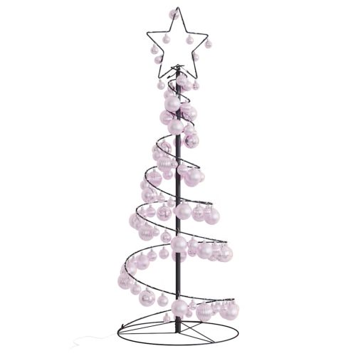 Albero Di Natale A Led Con Palline 80 Led Bianco Caldo 120 cm