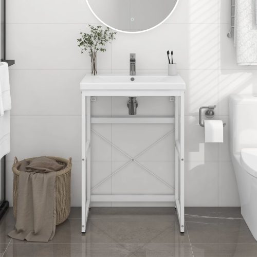 Struttura Per Lavabo Da Bagno Bianca 59x38x83 Cm In Ferro