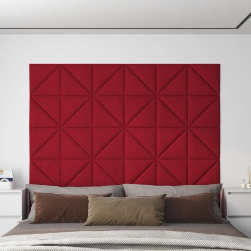 Pannelli Murali 12 Pz Rosso Vino 30×30 Cm Velluto 0,54 m²