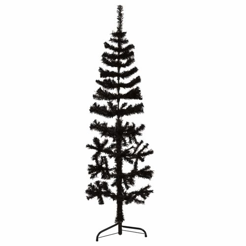 Albero Natale Artificiale Sottile A Metà E Supporto Nero 120 cm