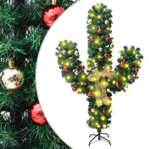 Cactus Di Natale Con Base E Led Verde 150 Cm Pvc