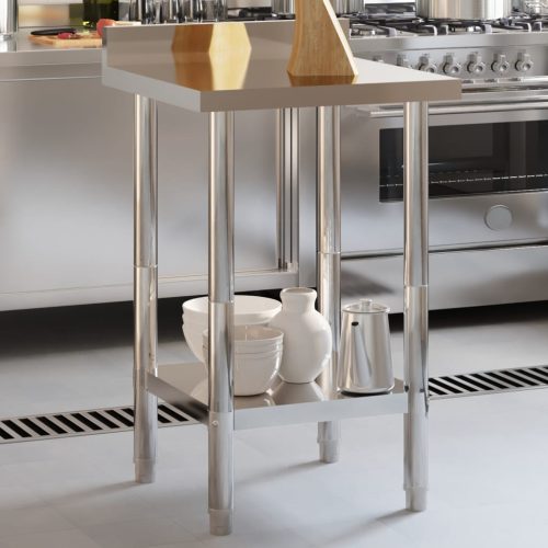 Tavolo Lavoro Da Cucina Con Paraschizzi 55x55x93cm Acciaio Inox