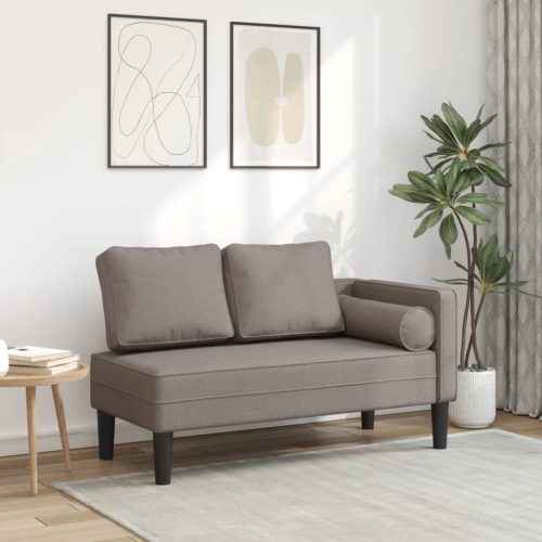 Chaise Longue Con Cuscini Tortora In Tessuto