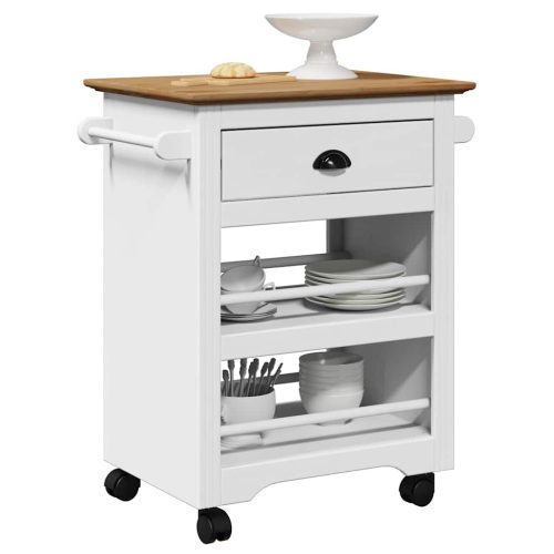 Carrello Da Cucina Bodo Bianco E Marrone 67,5x45x80 cm