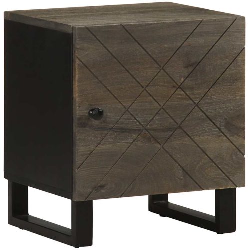 Comodino Nero 40x33x46 Cm In Legno Massello Di Mango