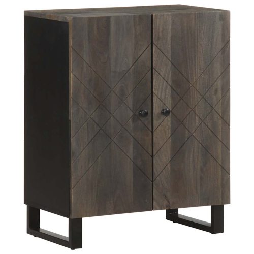 Credenza Nera 60x33x75 Cm In Legno Massello Di Mango