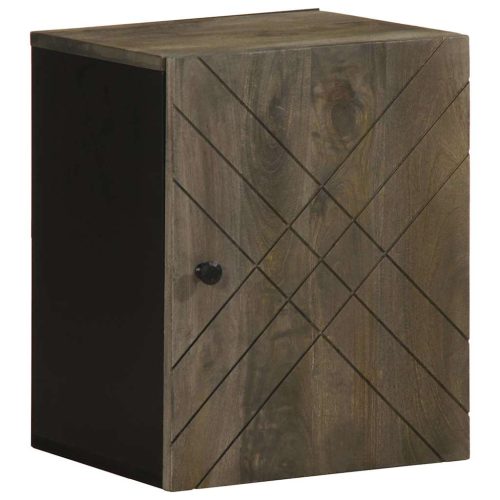 Mobile Da Bagno A Parete Nero 38x33x48 Cm Legno Massello Mango