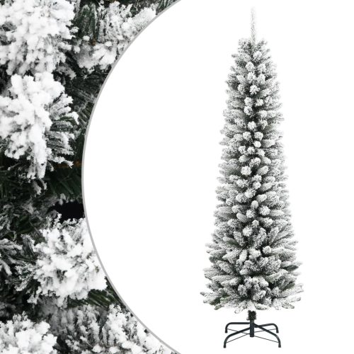 Albero Natale Artificiale Sottile Neve Floccata 120cm Pvc E pe