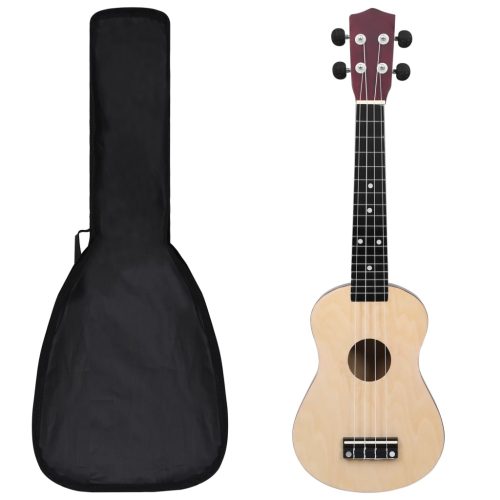 Set Ukulele Soprano Con Borsa Per Bambini Legno Naturale 23″