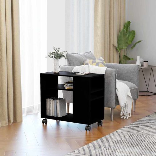 Tavolino Da Salotto Nero 70x35x55 Cm In Legno Multistrato