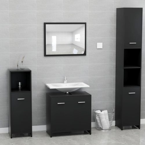 Set Mobili Da Bagno Nero In Legno Multistrato