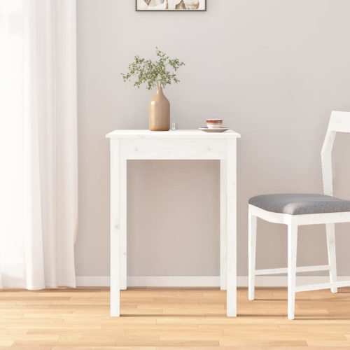 Tavolo Da Pranzo Bianco 55x55x75 Cm In Legno Massello Di Pino