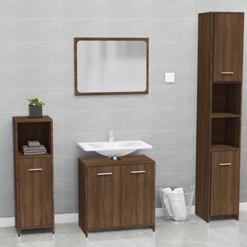 Set Mobili Da Bagno Rovere Marrone In Legno Multistrato