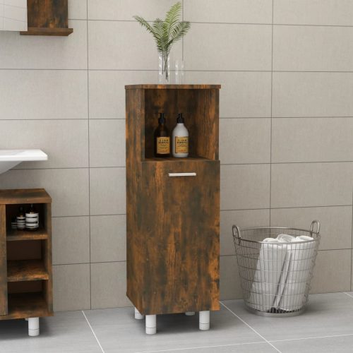 Armadietto Bagno Rovere Fumo 30x30x95 Cm In Legno Multistrato