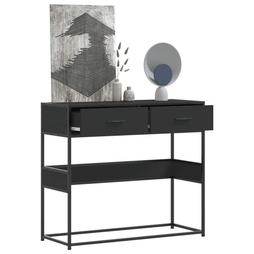 Tavolino Consolle Nero 90x35x80 Cm In Legno Multistrato