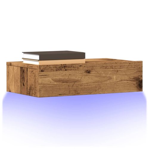 Mobile Porta Tv Con Luci Led Legno Antico 60x35x15,5 cm