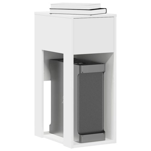 Supporto A Torre Per Computer Con Cassetto Bianco 30x44x74 cm