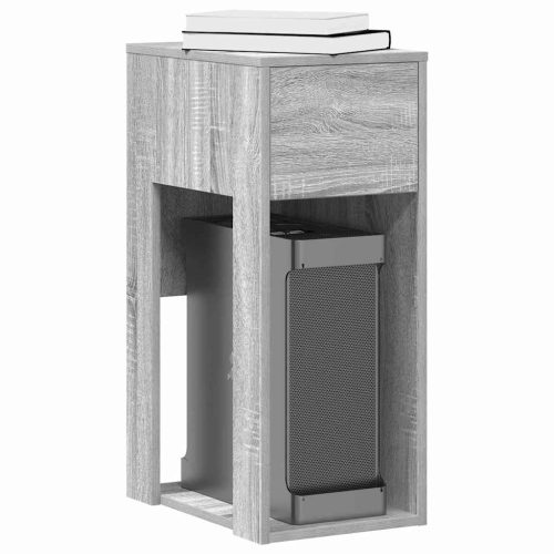 Supporto A Torre Per Computer Con Cassetto Grigio 30x44x74 cm