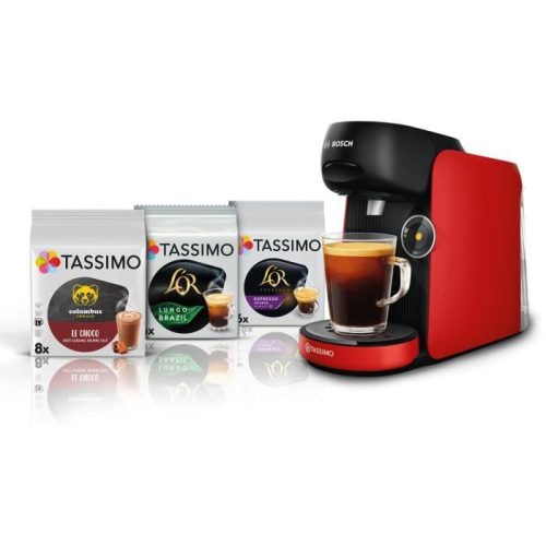 Macchina Da Caffè + 3 Confezioni T-Disc – Bosch – Tassimo Finesse Tas163e – 1400 W – 0,7 L – Multibevande – Intensityboost – Nera