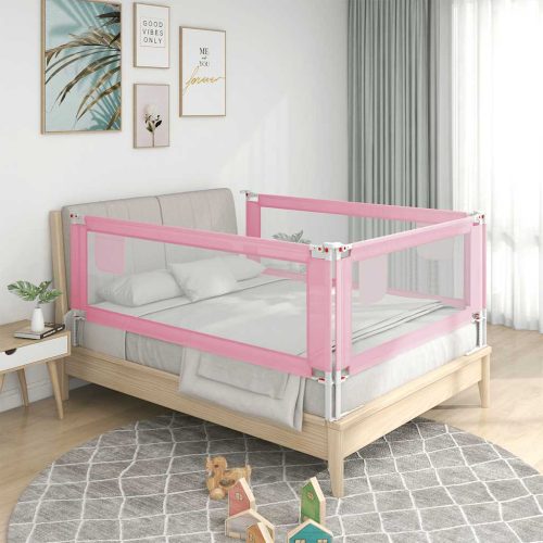 Sponda Letto Di Sicurezza Per Bambini Rosa 180×25 Cm Tessuto