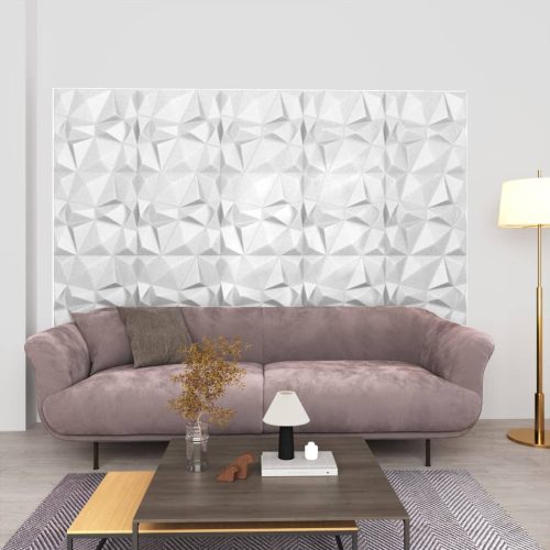 Pannelli Murali 3d 48 Pz 50×50 Cm Bianchi A Diamante 12 m²