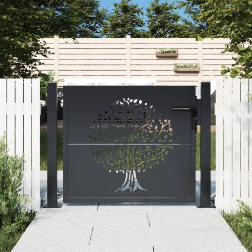 Cancello Giardino Antracite 105×105 Cm In Acciaio Design Albero