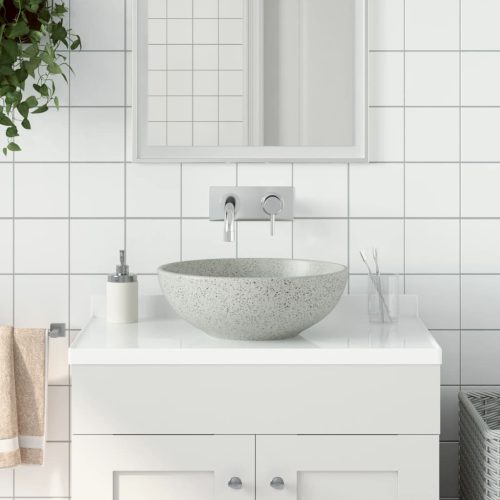 Lavabo Da Appoggio Grigio Rotondo F41x14 Cm Ceramica