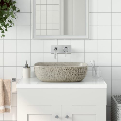 Lavabo Da Appoggio Grigio Rettangolare 48×37,5×13,5 Cm Ceramica