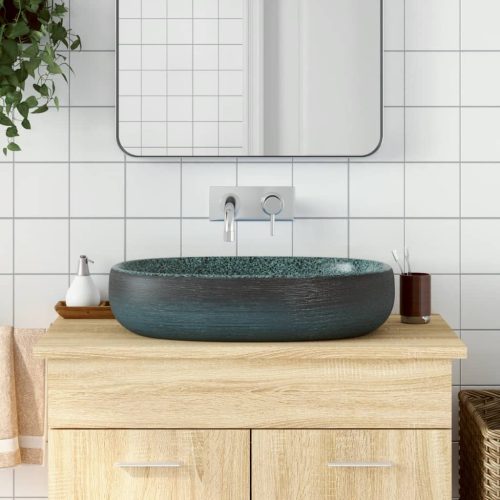 Lavabo Da Appoggio Turchese Ovale 59x40x14 Cm Ceramica