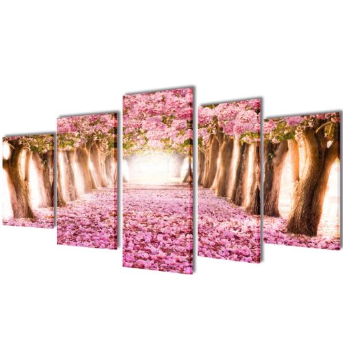 5 Pz Set Stampa Su Tela Da Muro Fiori Di Ciliegio 200 X 100 cm