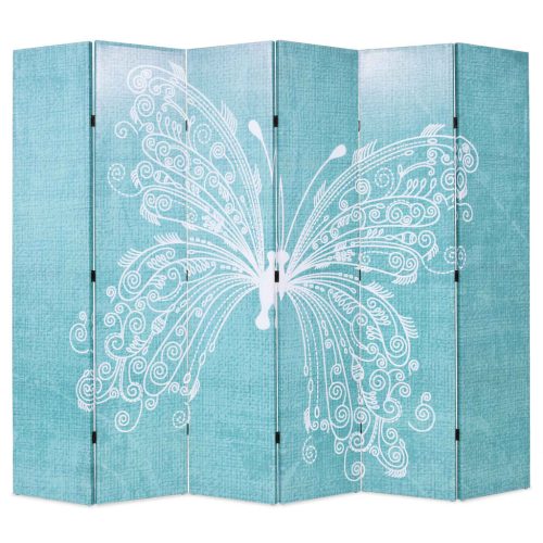 Paravento Pieghevole 228×170 Cm Stampa Farfalla Blu