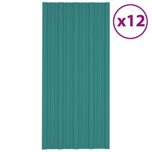 Pannelli Da Tetto 12 Pz In Acciaio Zincato Verdi 100×45 cm