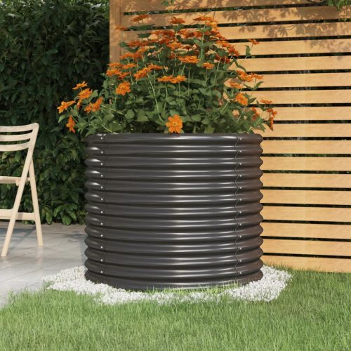 Vaso Giardino Acciaio Verniciato Polvere 80x80x68 Cm Antracite